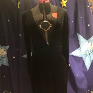 Velvety black evening dress
